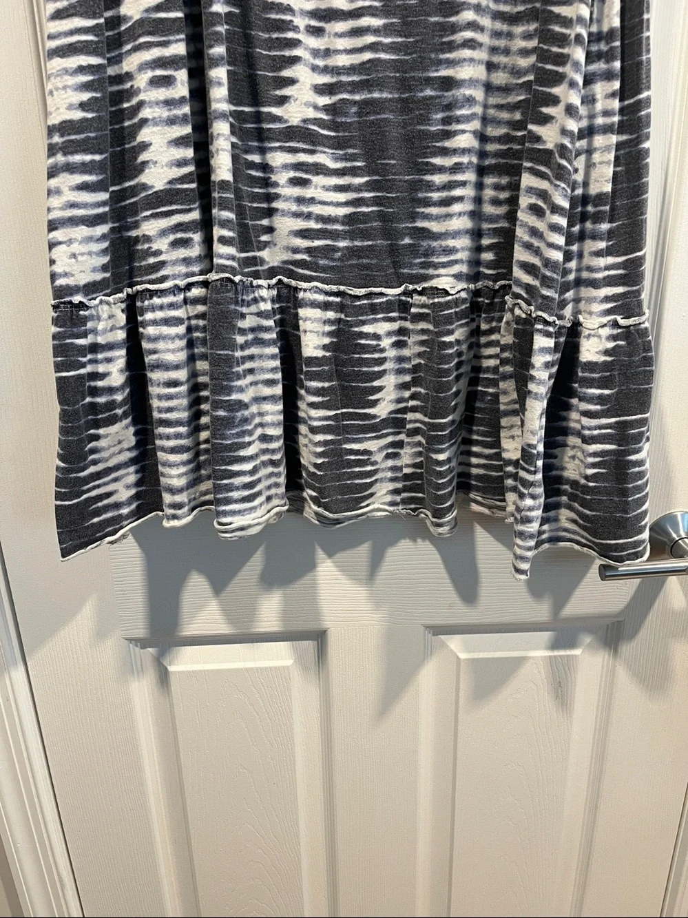 Tommy Hilfiger Gray and White Tie-Dye Maxi Skirt with Ruffle Hem Size‎ L